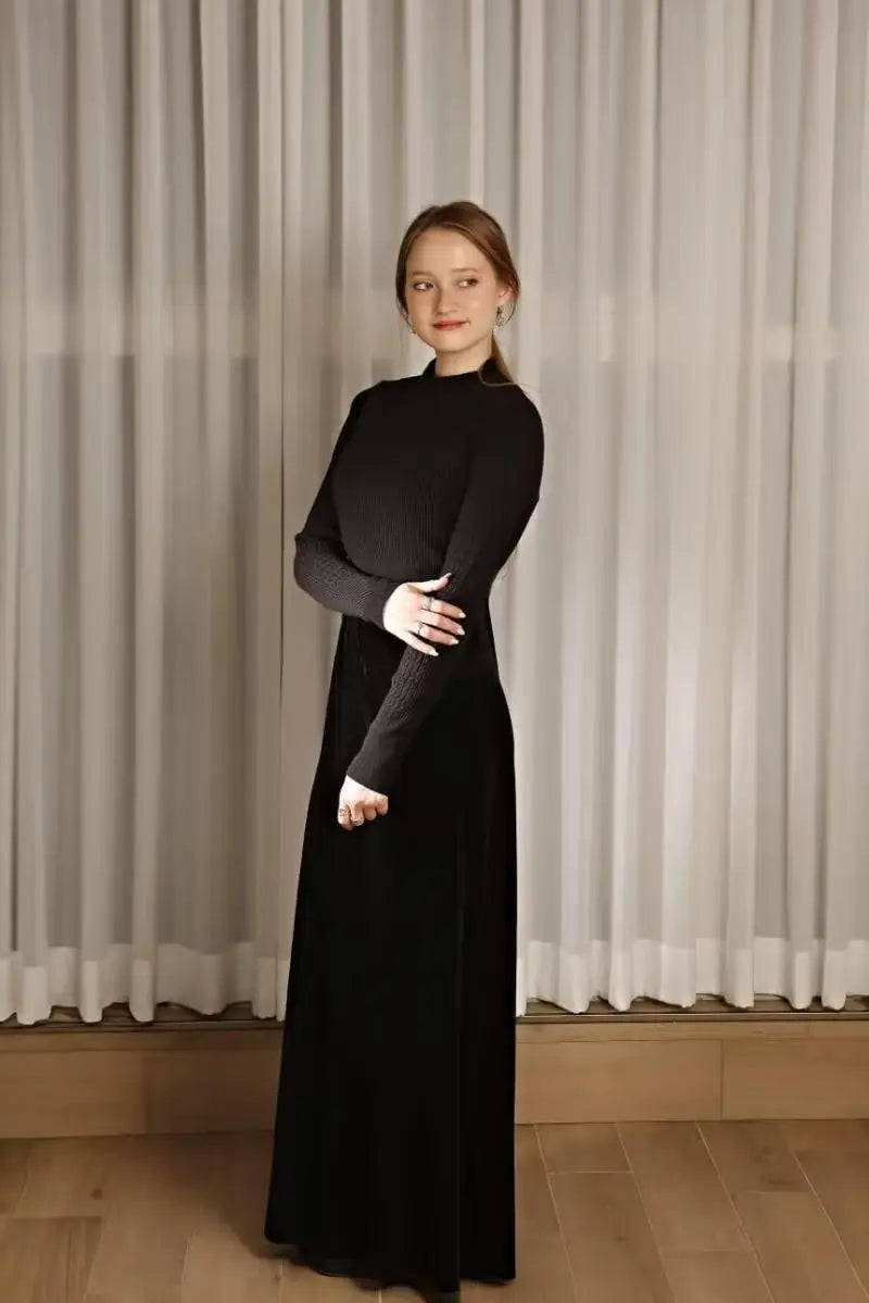 2024 AW Mail's Sister Matching Clothing Women Sleeveless Long Velvet Dress Ladys Knitted Pullover Female Top