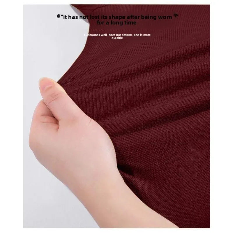 Summer Threaded Women's Short-sleeved T-shirt Fashion Versatile Base Shirt Plus Size Slim Fit V-neck T-shirt Casual and Sexy Top
