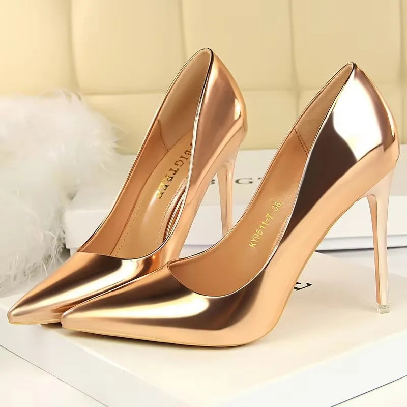 BIGTREE Shoes Classic Pumps Patent Leather Women Pumps Fashion Women Wedding Shoes High Heels Stiletto 10.5 Cm 7.5 Cm Lady Shoes
