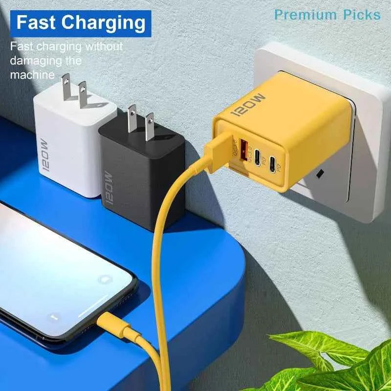 120W USB-C Fast Wall Charger Station With 4 Ports