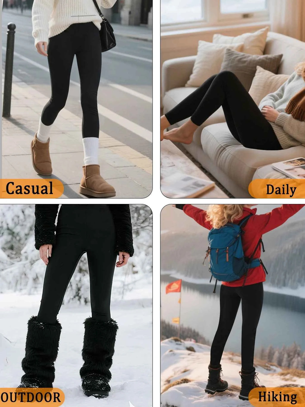 Women's thermal fleece lined leggings. Super soft Low Rise design perfect for yoga, running and Winter activities