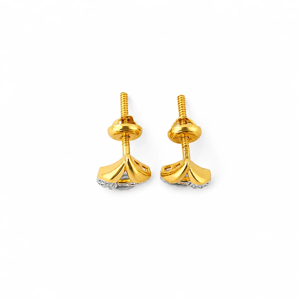 Namivaa 18Kt Yellow Gold Diamond Micro Insert Designer Stud Earrings Women High Polish Contemporary Party Wedding Daily Wear