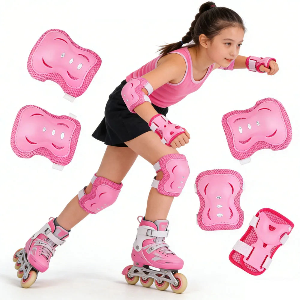 Kids Knee Pads Elbow Pads Age 3-7 Toddler Boys Girls, 6 In 1 Protective Gear Safety Set with Wrist Guard for Skating Cycling Ne