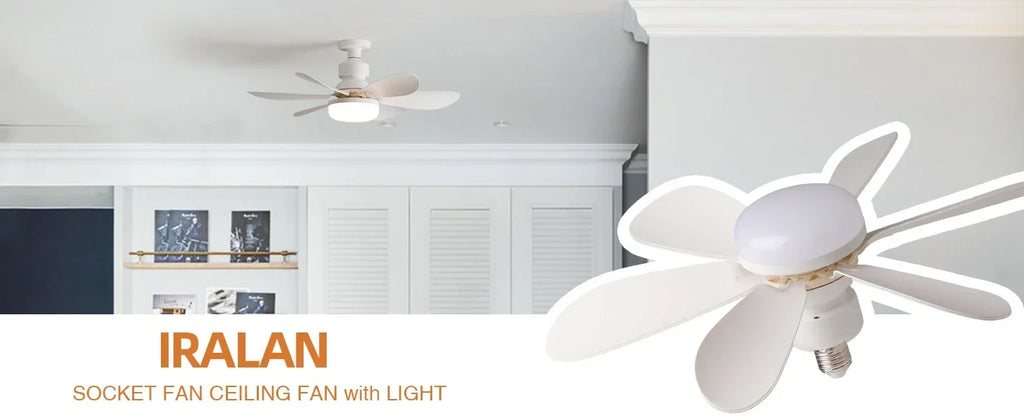 LED Socket Fan Light with Remote Small Ceiling Fan with Light, Cordless Light Socket Fan for Kitchen Bedroom Small Room