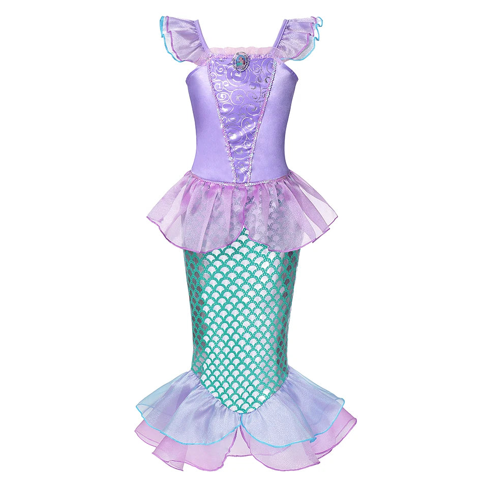 Kids Princess Cosplay Costume Girl Snow Queen Dress Halloween Carnival Clothes Cute Cosplay Evening Party Clothing for 2-10 Year