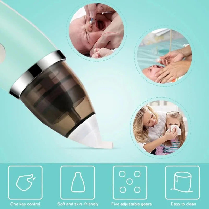 New Electric Baby Nasal Aspirator Electric Nose Cleaner Sniffling Equipment Safe Hygienic Nose Snot Cleaner For Newborns