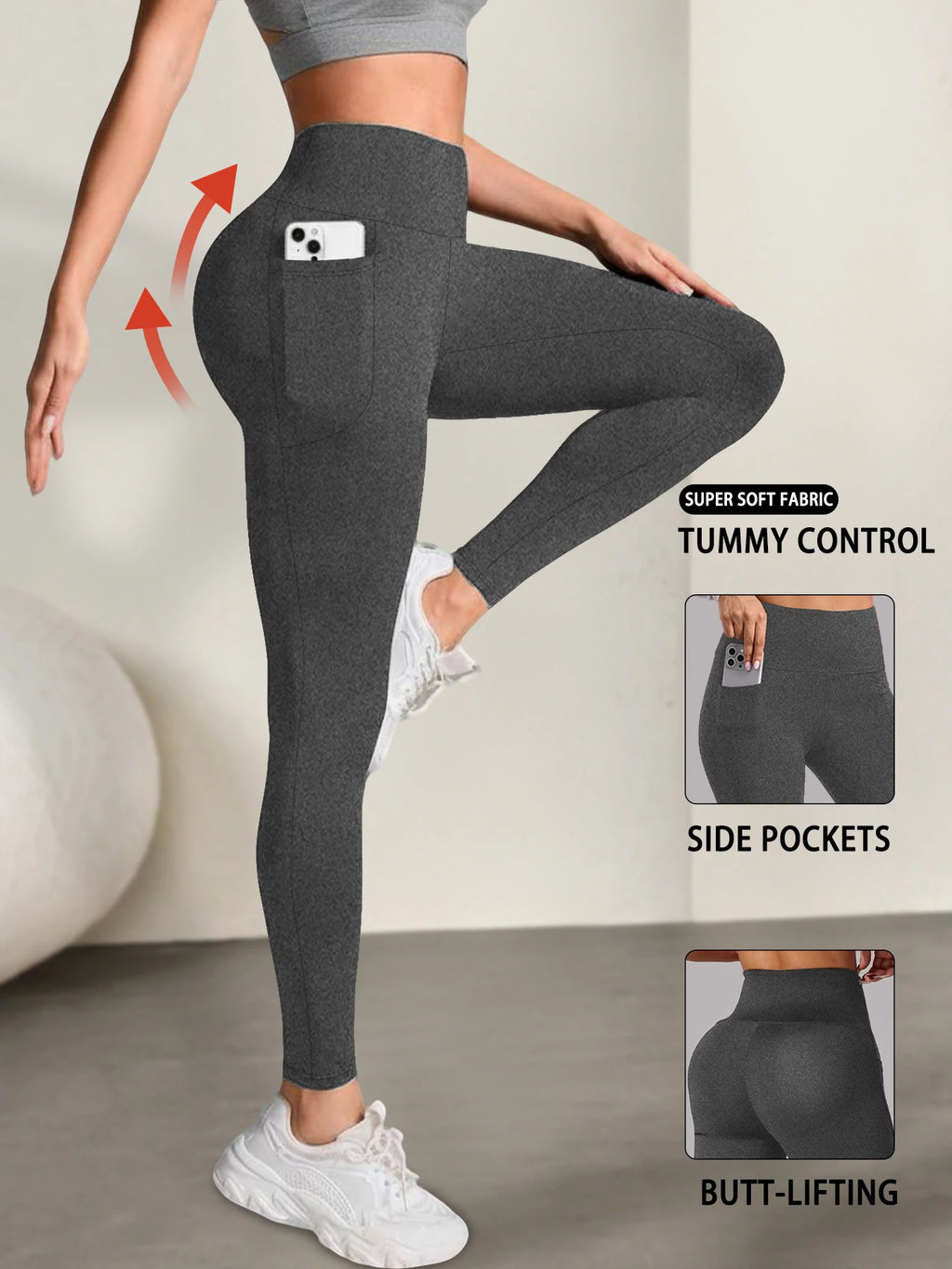 Women's Super Soft Leggings with Pockets, High Waisted Tummy Control for Yoga Workout and Casual Lounge Wear Comfort