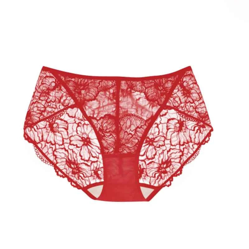SUJIIN Sexy Lace Panties for Women Black Underwear Female French Mid Waist Breathable Antibacterial Brief Women's Intimates N204
