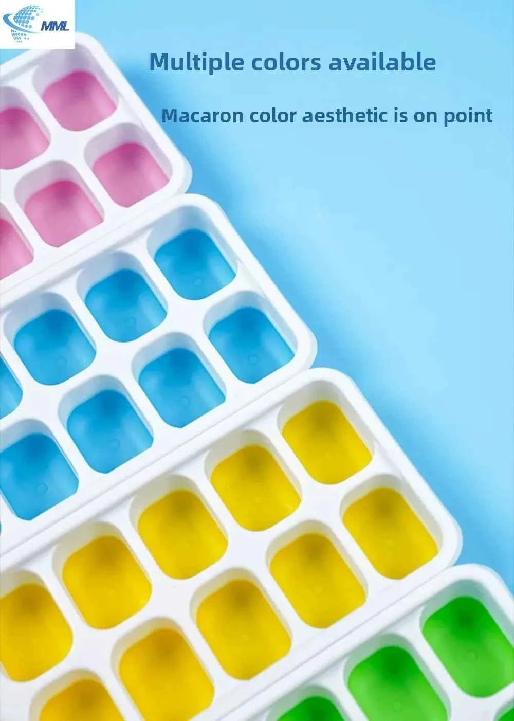 14 Grids Fruit Ice Maker with Removable Ice Cube Trays Reusable Silicone Ice cube Mold Lids Kitchen Tools Freezer Summer Mould
