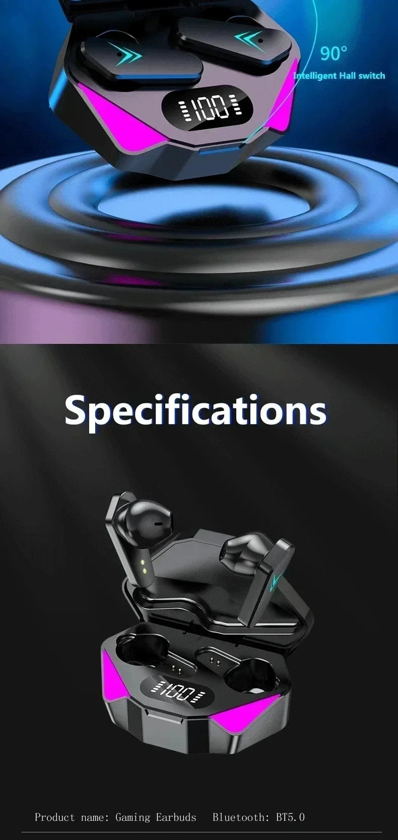 TWS Wireless In-ear Light Headphones 65ms Low Latency Earbuds Fone Headset Earphones Bluetooth 5.4 For Gaming With Mic