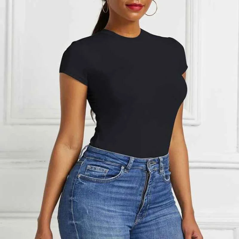 Women's Tops Summer Bodysuit Daily Irregular Breathable Fashion Lady Jumpsuit Top Sexy T-shirts Solid Color Bottom Layer Shirt