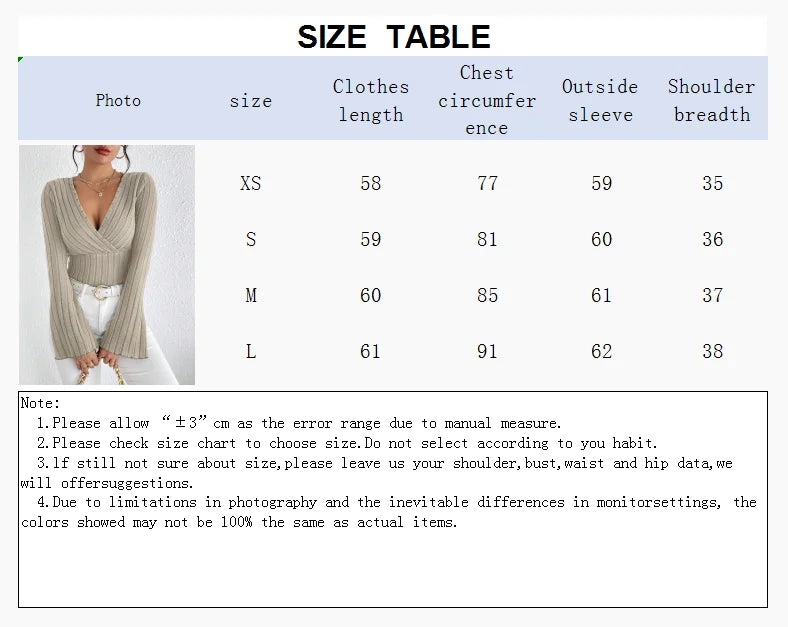 Ladies' autumn and winter apricot-colored V-neck long-sleeved slim striped T-shirt knitted sweater, sexy knitted top