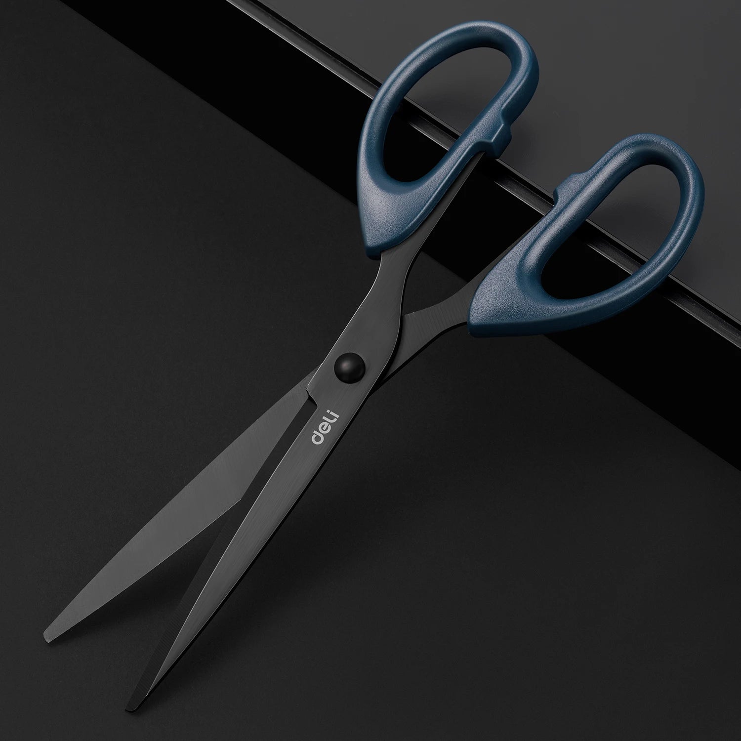 DELI Professional Office Scissors 180mm Heavy Duty Scissors with Black Blade Sharp Stainless Steel Cutting Tool for Paper Craft