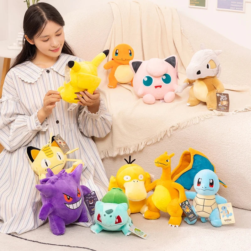 Genuine Pokemon Pikachu Stuffed Doll Cute Cartoon Anime Series Gengar  Eevee Stuffed Doll Kawaii Toys Hobbies Kids Birthday Gift