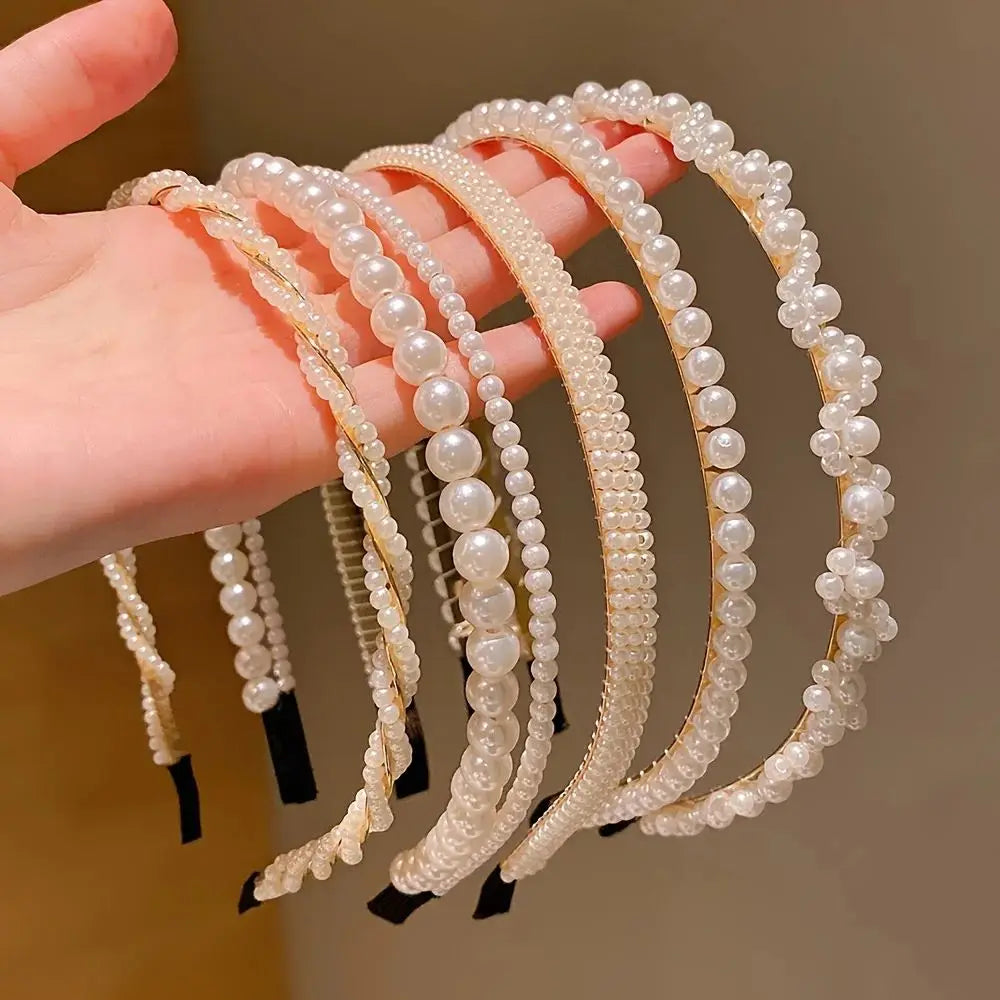 5 Pieces of Girls' Princess Hair Accessories, Children's Imitation Pearl Hairbands, Birthday Hairpins, Baby Flower Girl Headband