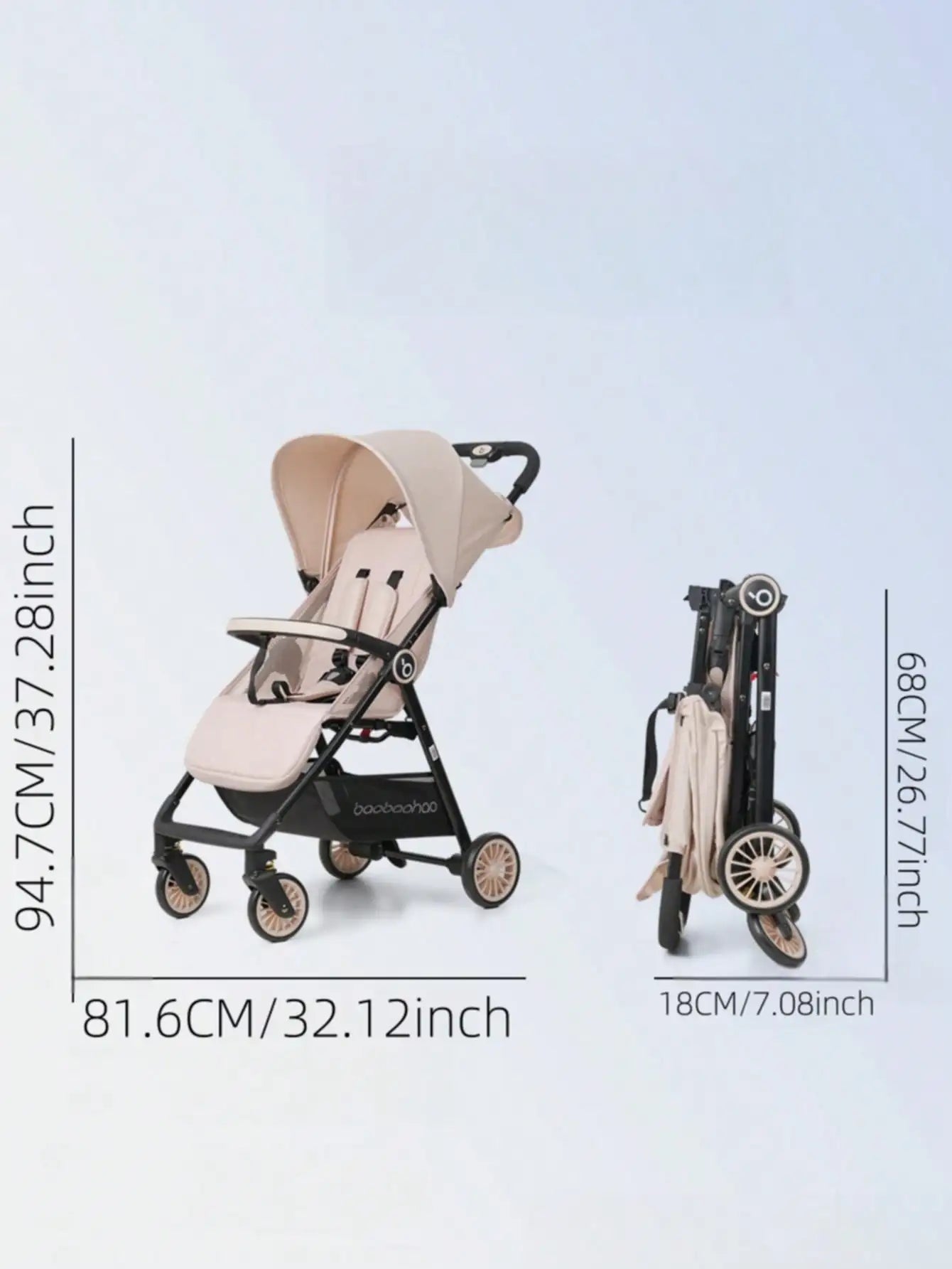 Baby stroller is lightweight, foldable, can sit or lie down, portable baby stroller with mesh design, cool and breathable