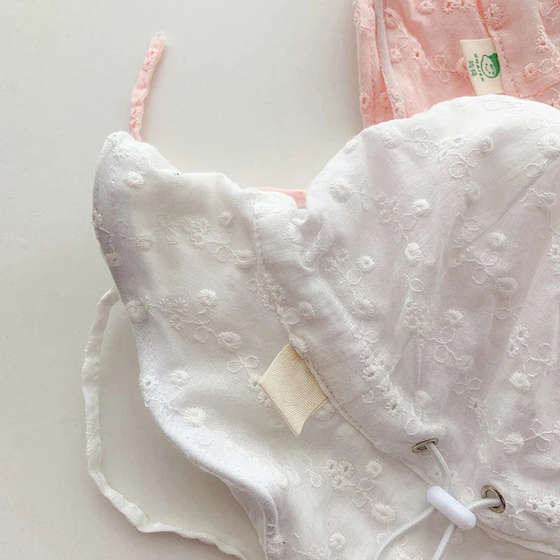 Hollow Out Flower Baby Hat Summer Soft Cotton Breathable Bucket Hat For Newborn Sun Protection Adjustable Toddler Kid Panama Cap