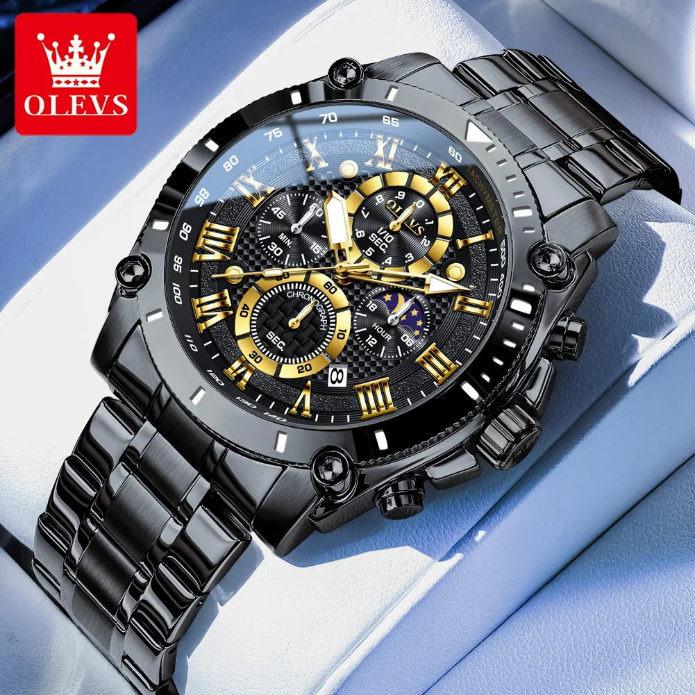 OLEVS Watches Man 3689 Multifunctional Sports Quartz Watch 30m Waterproof Luminous Date Mens Watch Original Business Brand