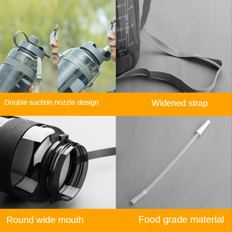 0.7-3L Sports Water Bottle Outdoor Portable Drink Bottle with Handle Drinking Utensils for Man Woman Large Capacity Water Cup