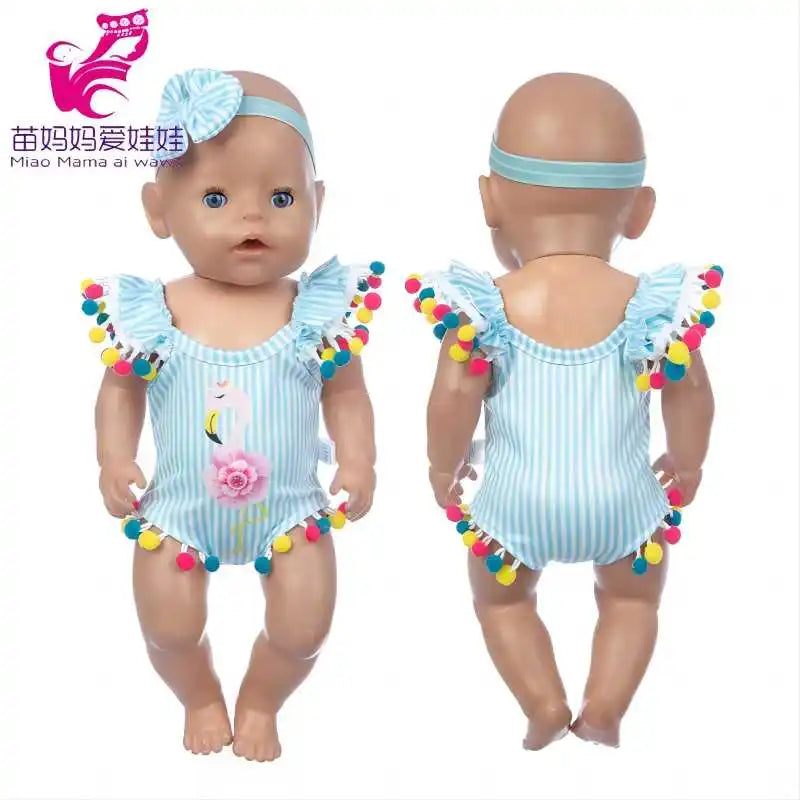 18 Inch Baby Doll Winter Clothes Set Crochet Sweater Scarf Hat Gloves New Year Apparel for 43 Cm Girl Dolls