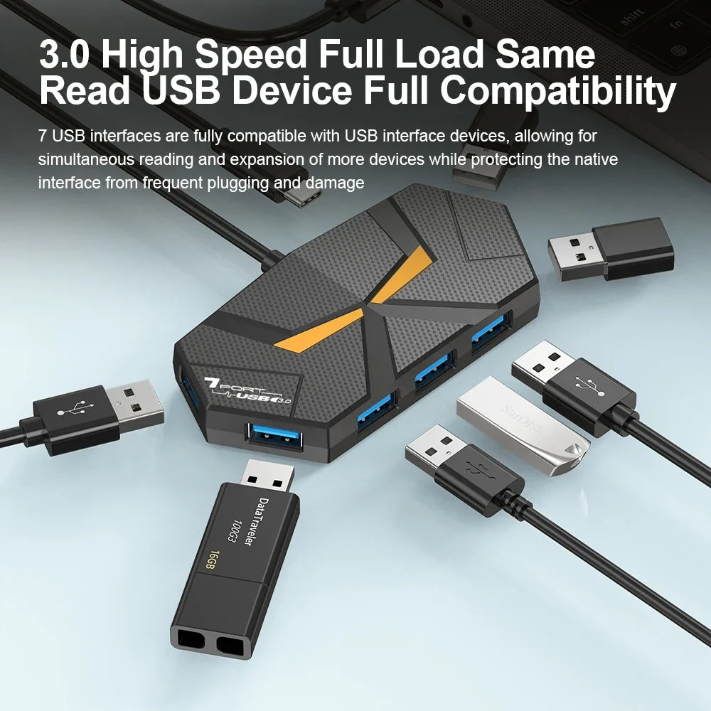 7-Port USB 3.0 Hub Type-C Dock – 5Gbps High-Speed Data