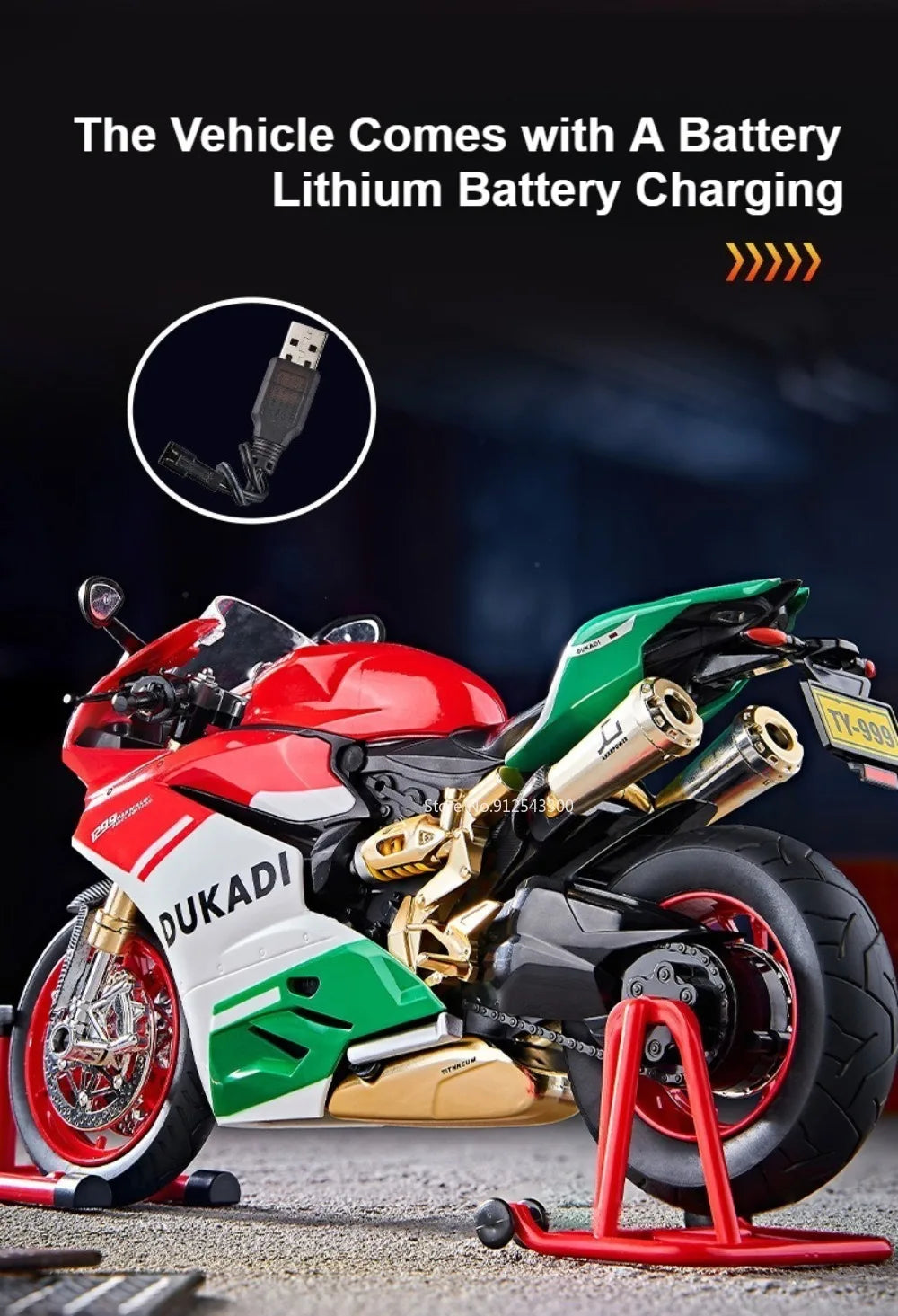 1:9 Scale 1299 Kawasaki ZX-10R Motorcycle Model Toy Car Diecast Metal Shock Absorption Racing Motor Models Boys Birthday Gifts