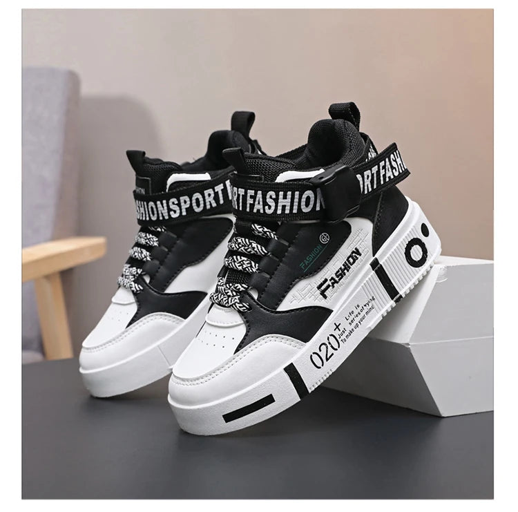 Kids Fashion Sports Shoes Boys High Top Board Shoes Leisure Breathable Outdoor Children Running Sneakers boys Child Casual Shoes