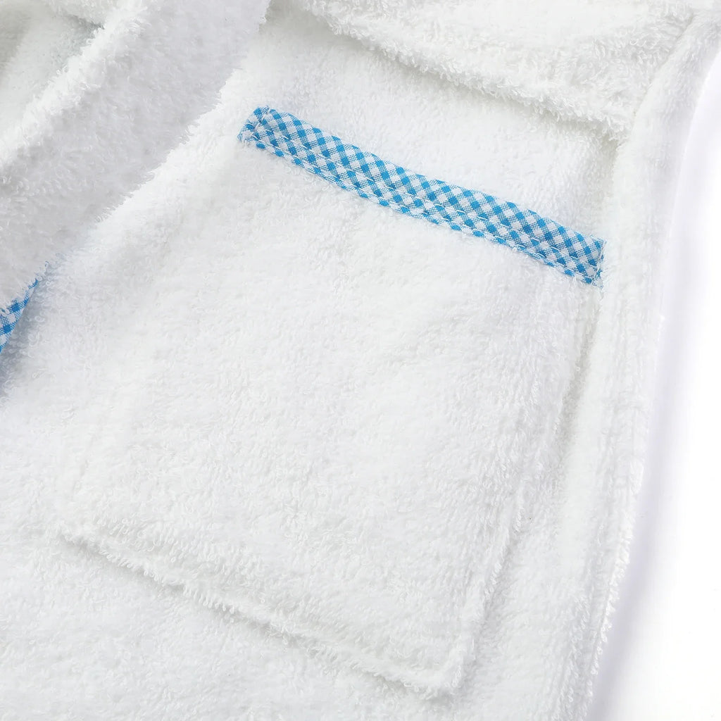 Ruffkids 100% Cotton BathRobe Boys Girls Robe Pajamas Sleepwear With Belt White Pijamas Long Sleeve Hooded Bath Towels Kids Pjs