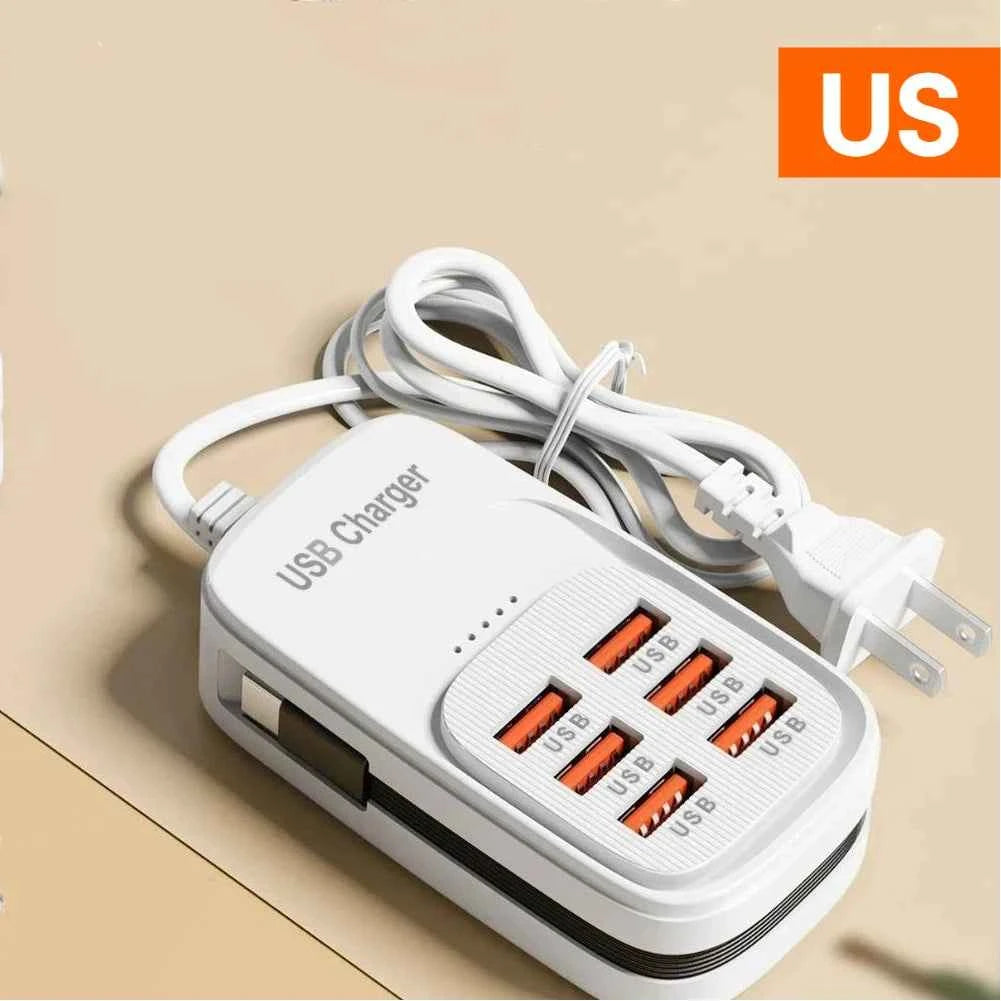 Fast USB Charger 6 in 1 Power Strip Desktop Charging Station Fast Charging Cord EU/UK/US Plug USB HUB Adapter Socket 3PD 3USB