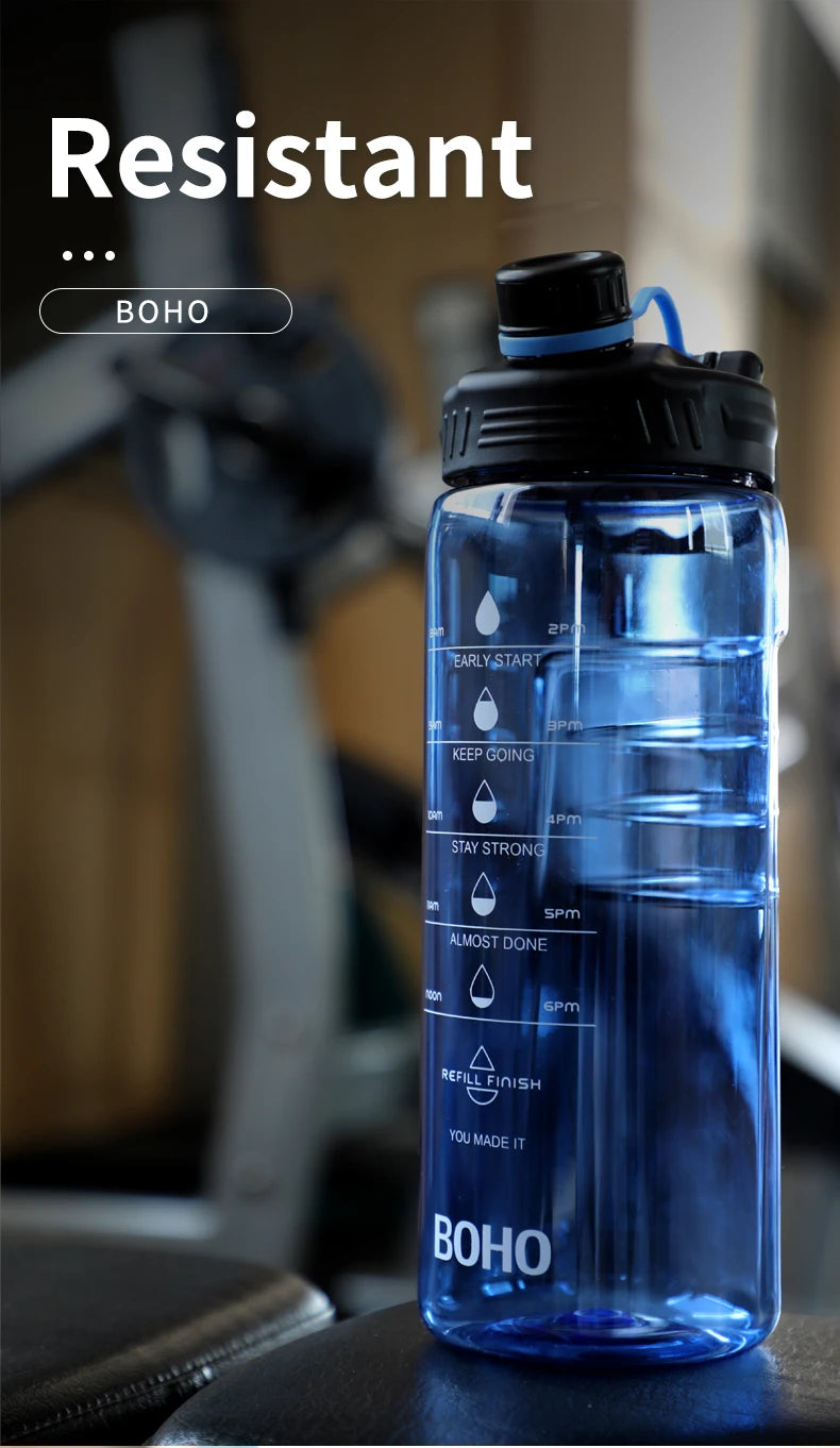 Fjbottle 2 Liter Water Bottle With Straw Large Portable Travel Bottles Sports Fitness Cup with Time Scale