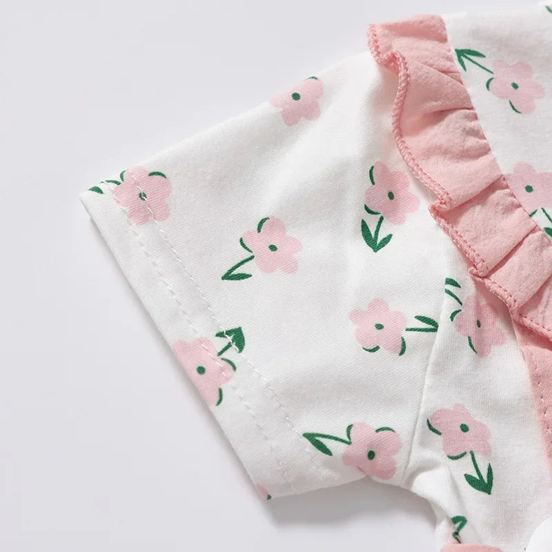 Baby Girl Dress Summer Small Floral Print Lace Lapel Cute Baby Girl Dress Summer Vacation Two Cute Baby Girl Dresses