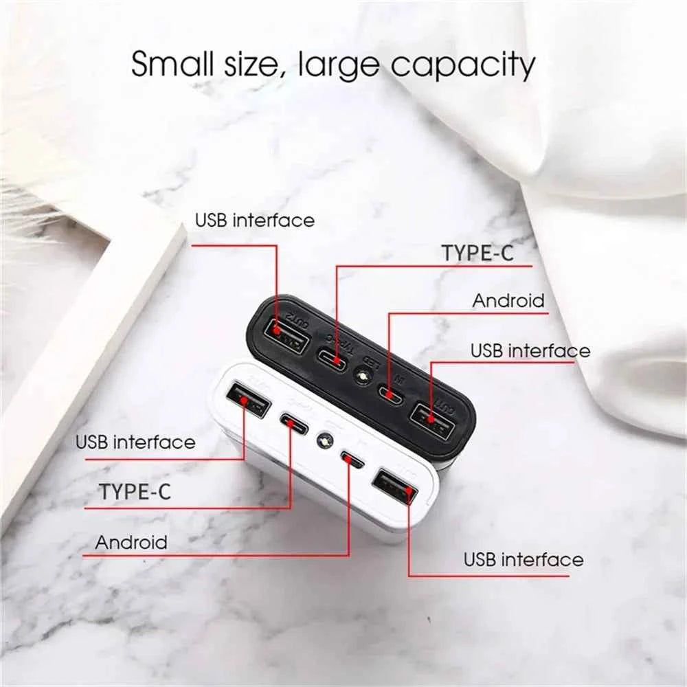 4x18650 Battery DIY Power Bank Case Charge Storage Box 5V Dual USB Type C Android Micro USB Interface For Smart Phones