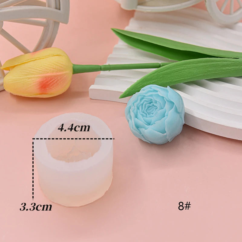 Large Peony Flower Silicone Candle Mold Diy Handmade 3D Rose Candle Soap Plaster Resin Cake Baking Tool Home Decoration Gift
