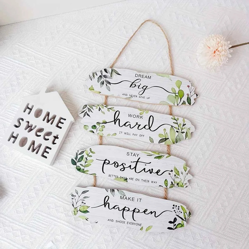 1pc Rustic Wooden Inspirational Hanging Festive Decor For Home & Gift, 3D Wall Art With Rope For Room & Holiday