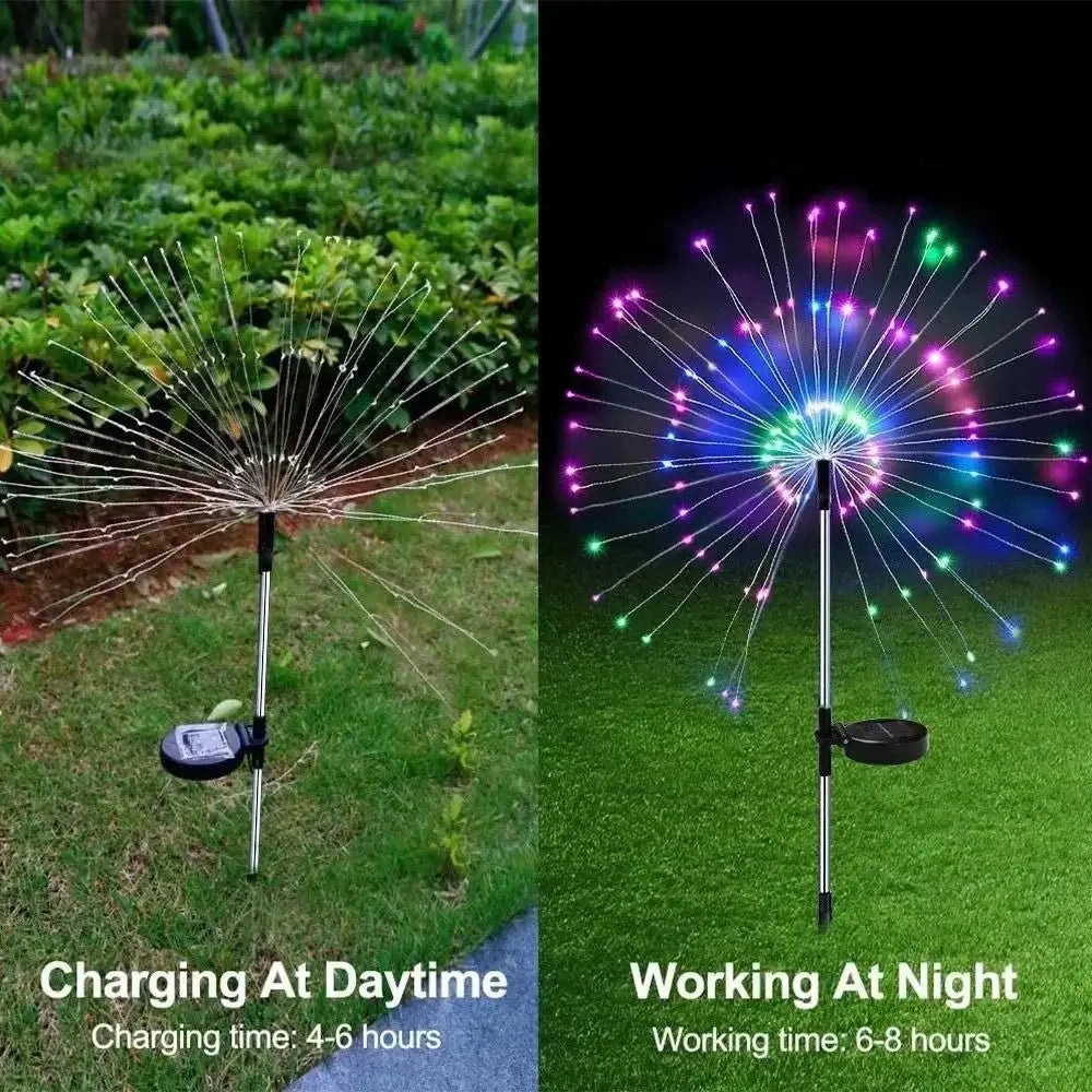 Solar Fireworks Lights ,Outdoor Waterproof Solar Garden Lights ,8 Lighting Modes Solar Lamp for Christmas Wedding Yard Decor
