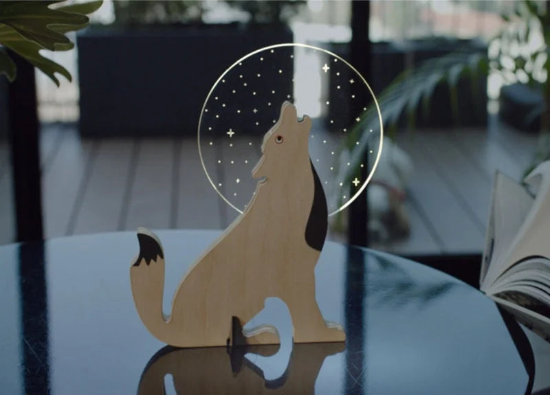 Creative Home Decorate Animal Luminous Ornaments Wood Acrylic Art Table Ornaments Pelican Sirius Whale Toucan Room Decor