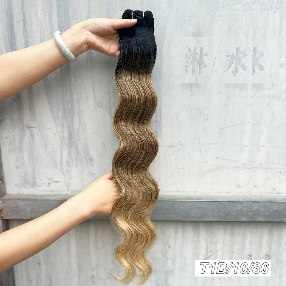 Magicae 30Inches 200G Piano Blonde SP12/16/613 Ombre Brown 6# Body Wave Bundles High Temperature Synthetic Hair Extensions