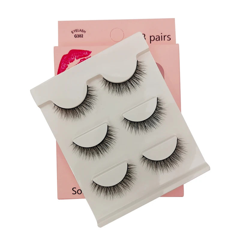 SHIDISHANGPIN 3 pairs 27 styles 3D Faux Mink Hair Soft False Eyelashes Fluffy Wispy Thick Fake Lash Handmade Eyelash Eye Makeup