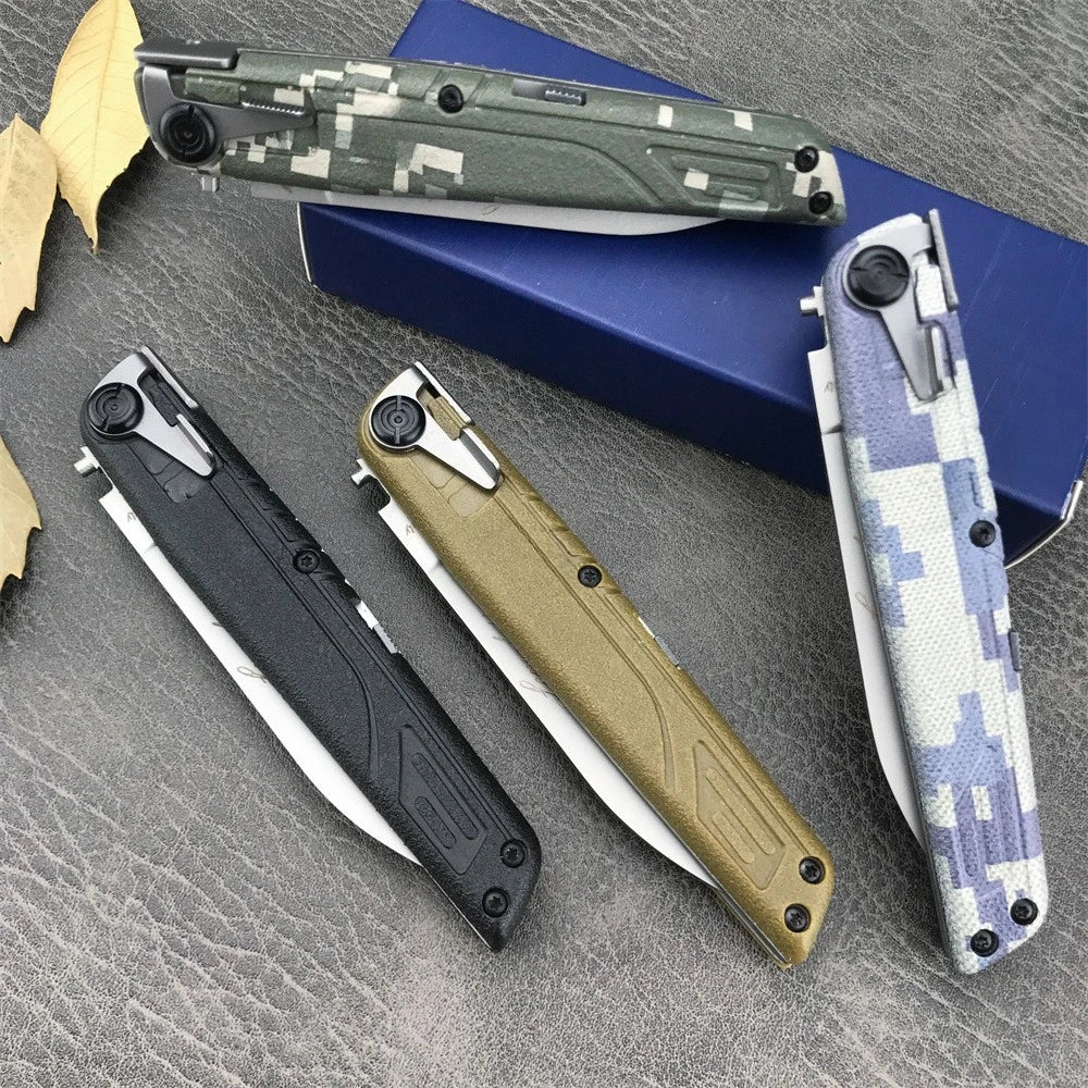 4 Different Color Folding Knife with Nylon Sheath 440C Blade and ABS Handle Camping Hiking Pocket Knife Outdoor EDC Durable Tool