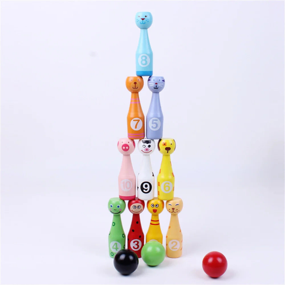 Kids Bowling Set With Cartoon Number Print Toddler Indoor Outdoor Activity Play