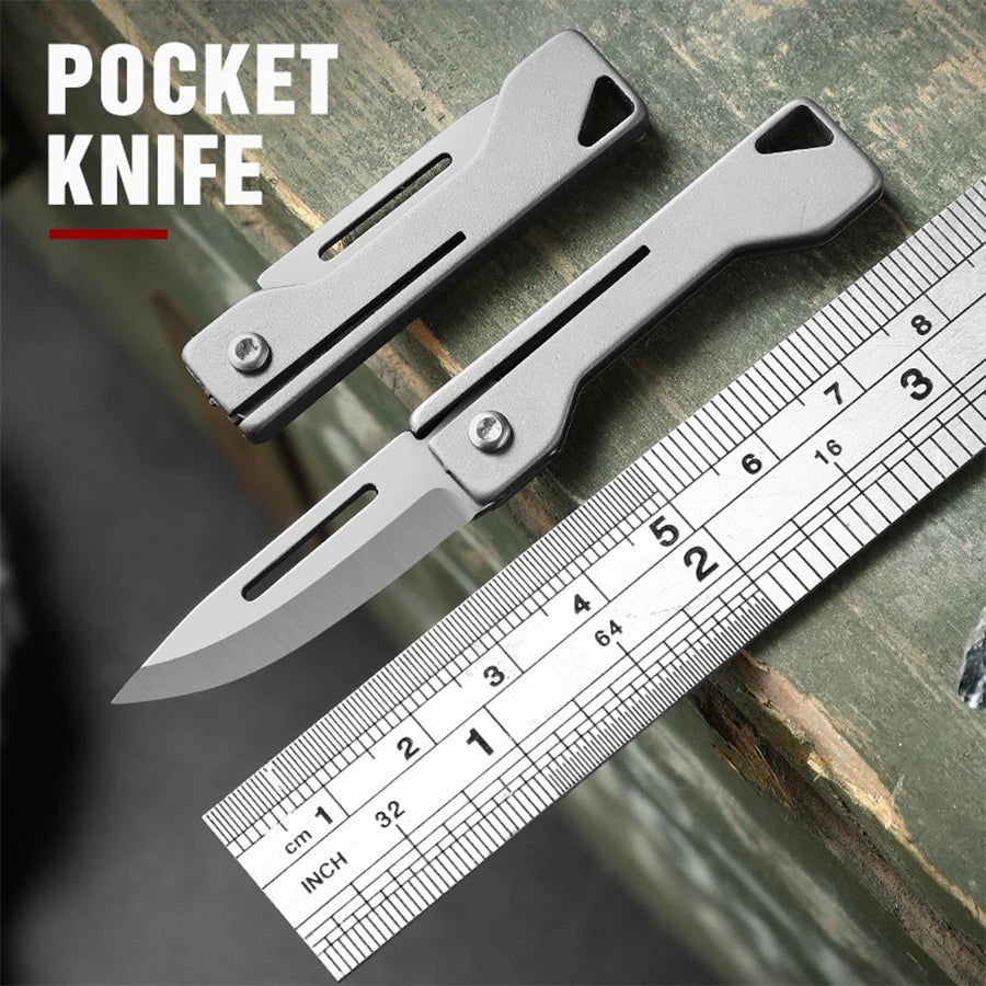 Titanium alloy outdoor utility knife mini folding knife portable pocket knife for express delivery box opening tool