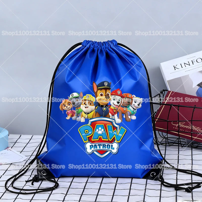 Paw Patrol Drawstring Bags Anime Chase Bundle Pockets Cartoon Portable Polyester Storage Pouches Boys Girls Shoulders Bag Gift
