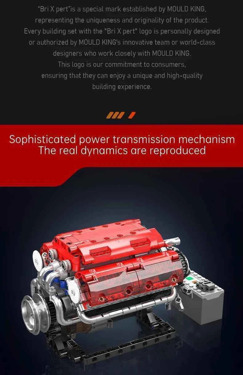 Mould King 10088 The V8 Engine Building Block Assembly Technical Car Brick Set Educational Car Engine Toys Kids Christmas Gift