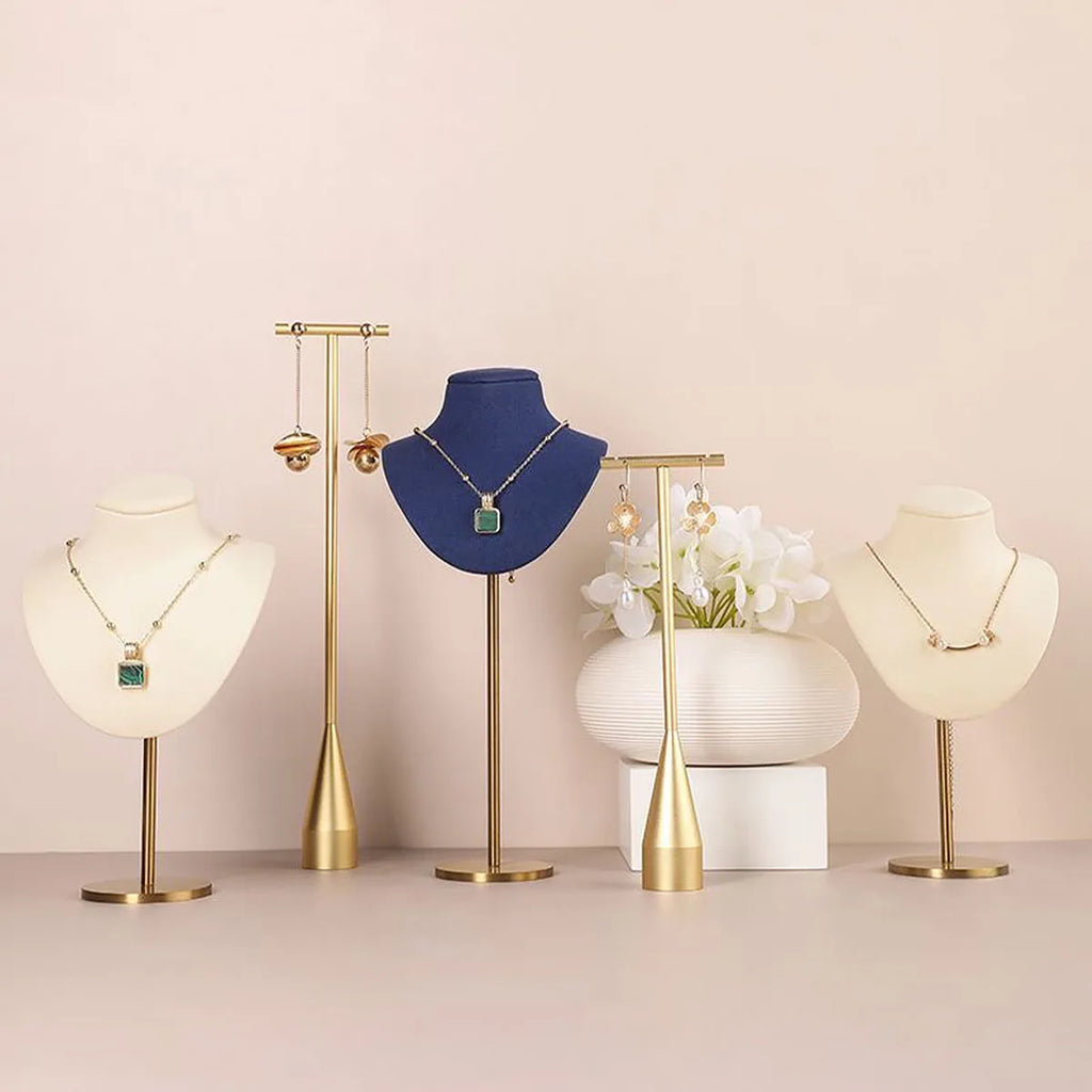 Jewelry Stand Display Necklace Holder T-Bar Plated Metal Tabletop Jewelry Organizer Tower for Show Jewelry Hanging Pendant