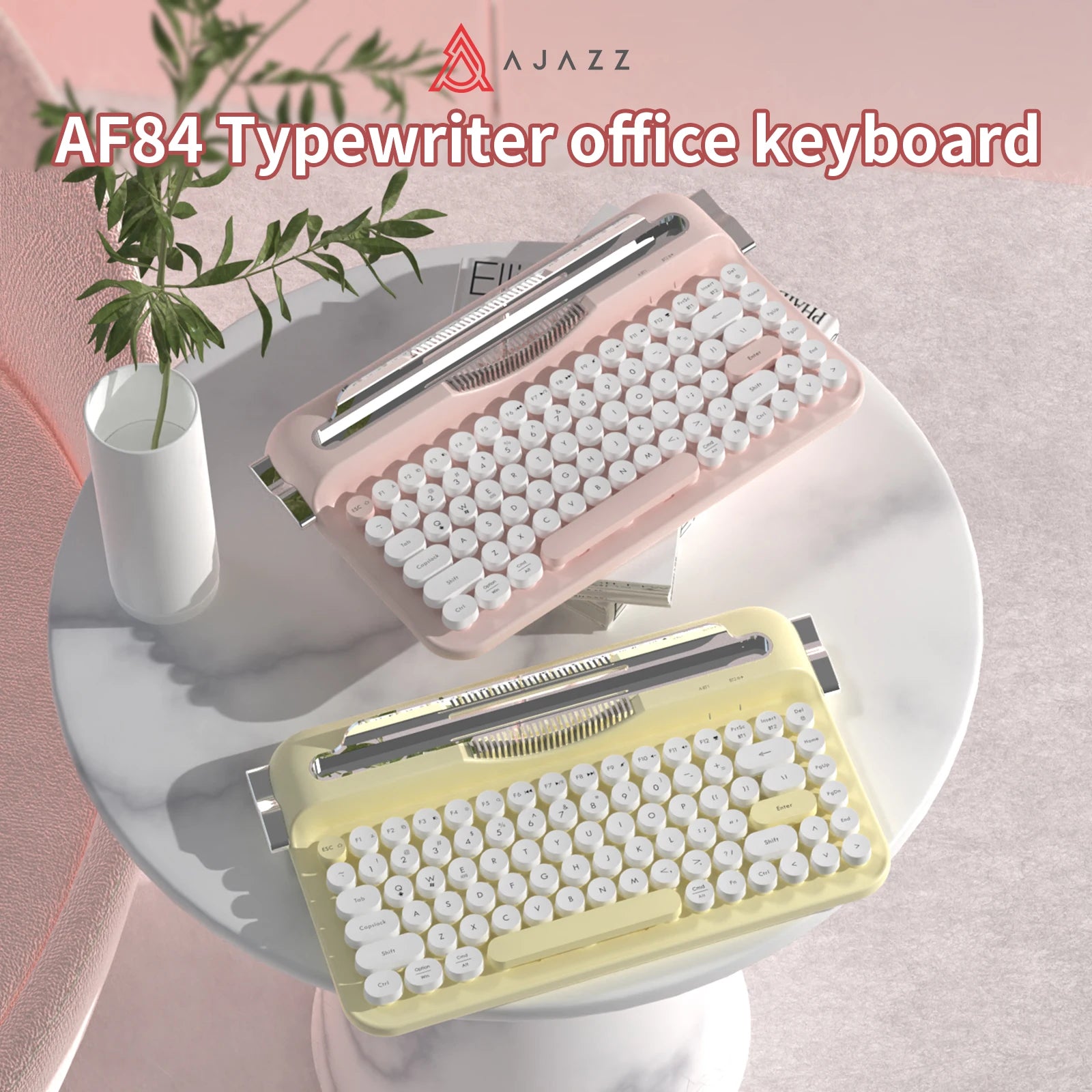 AJAZZ Multl-Device Keyboard Dual Mode 2.4G/Bluetooth5.0 With Card Slot Bracket Position Typewriter Office Membrane Keyboard AF84