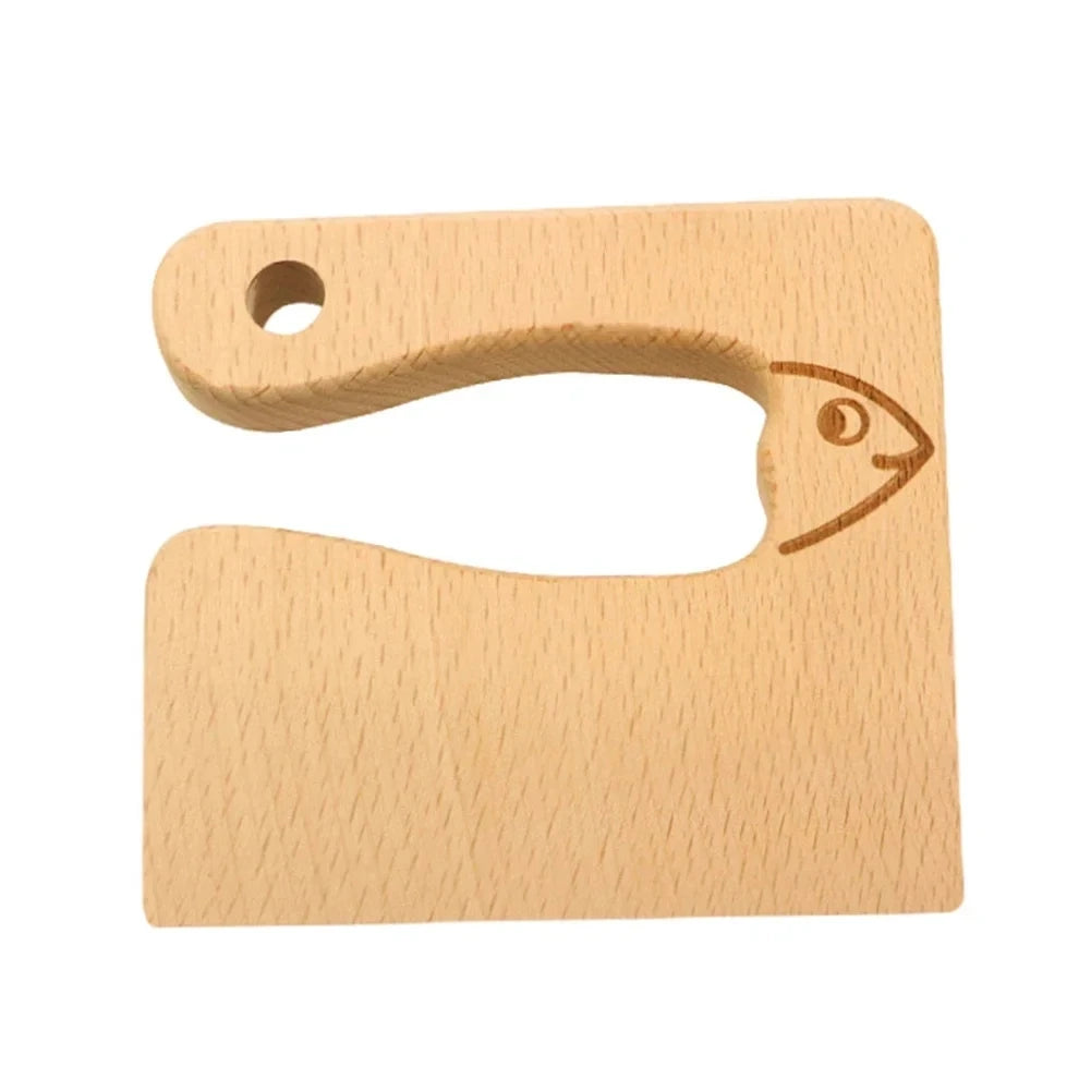 Wooden Montessori Knife Kids Cooking Toys Educational Safe Knives Cut Fruit Basic Toys & Life Skills Kitchen Tools For Toddlers