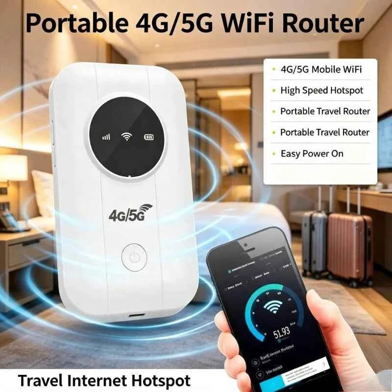 Portable 4G/5G WiFi Router – USB Powered Travel Hotspot