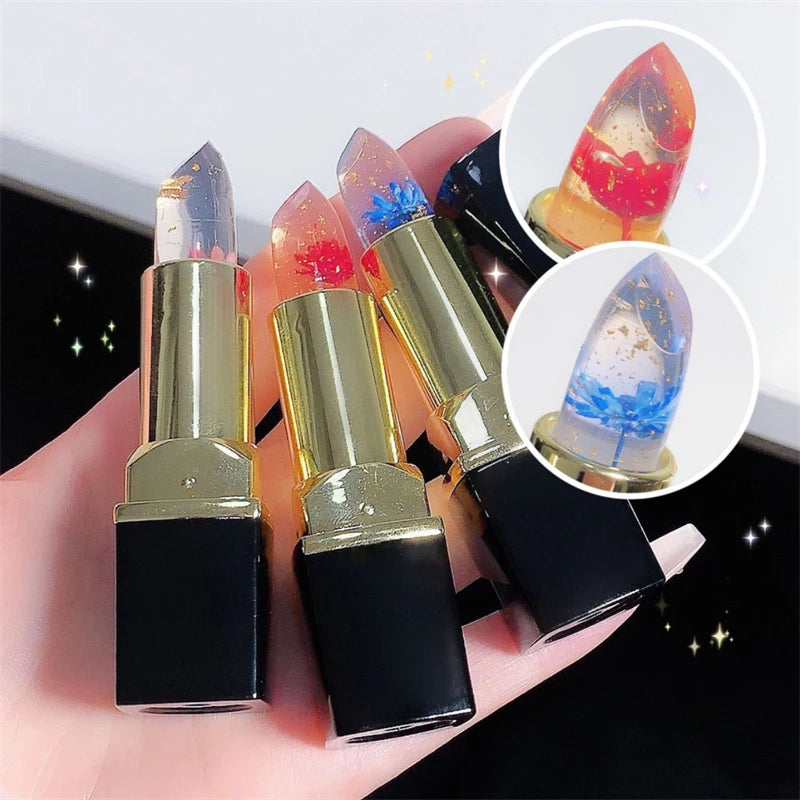 Moisturizing Flower Transparent Lipstick Temperature Color Changing Lip Balm Long Lasting Jelly Lipstick Lips Care Makeup 1pc