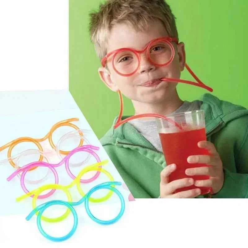Straw Glasses Funny Soft PVC Glasses Flexible Drinking Straws Kids Party Supplies Bar Supplies Creativity Toy Kids Gift