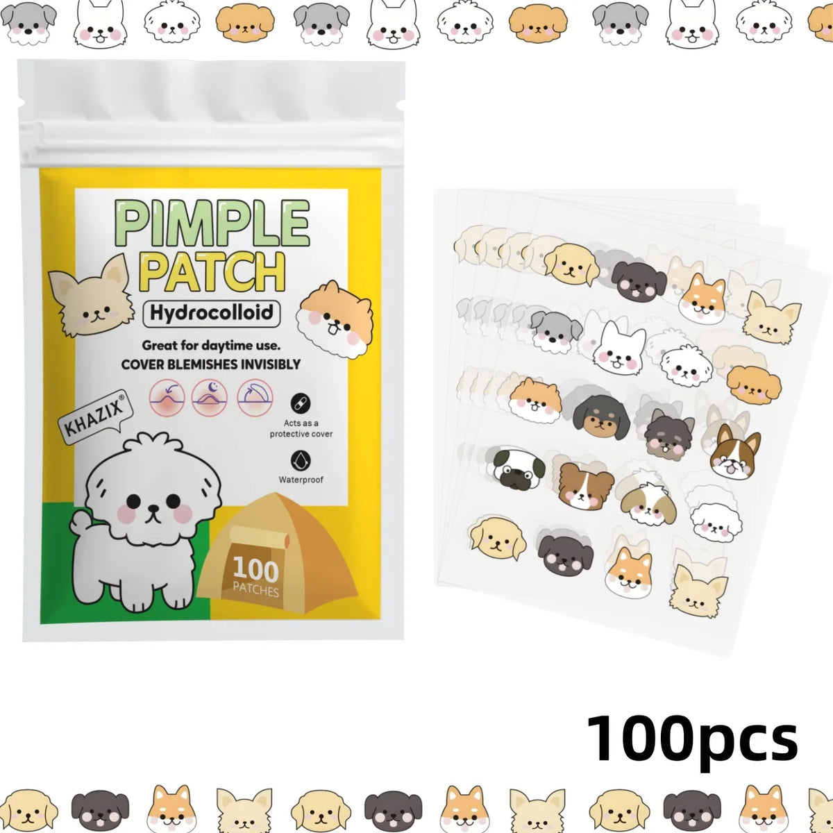 Cute Dog Hydrocolloid Pimple Patches – Waterproof Acne Dots